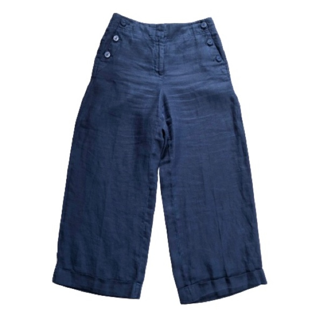 ⭐️Ann Taylor LOFT⭐️Blue Palazzo Sailor Pants Women's Sz 4 Linen Wide Leg Pants